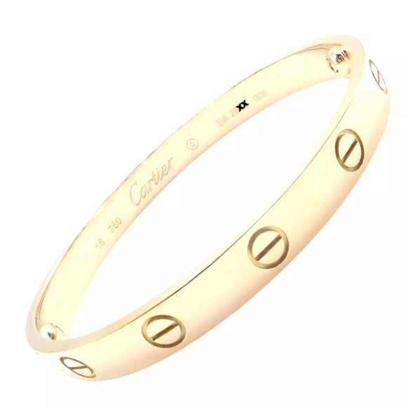 Cartier Jewelry - Authentic! Cartier 18k Yellow Gold Love Bangle Bracelet Size 19 Paper